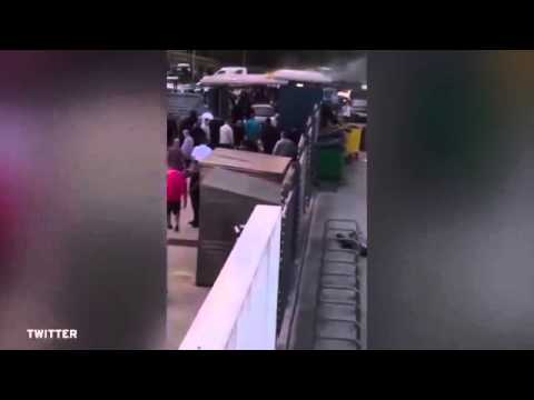 Shocking footage shows violent clashes as two injured at non-league football 'friendly' targeted by