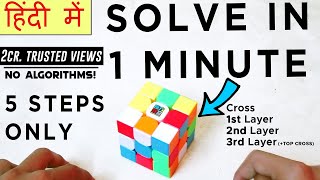 How To Solve 3*3 Rubik&#39;s Cube In 1 Minute | How To Solve a Rubik’s Cube Easily in 5 steps - HINDI
