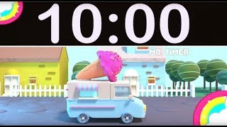 10 Minute Timer Countdown with Music for Kids Ice Cream Truck &amp; Rainbow!