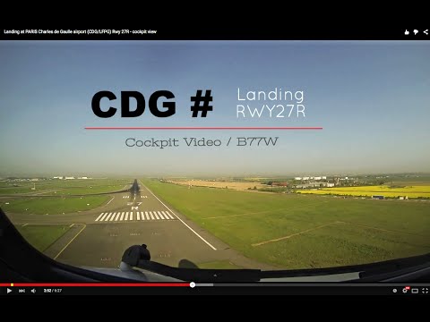 Landing at PARIS Charles de Gaulle airport (CDG/LFPG) Rwy 27R - cockpit view