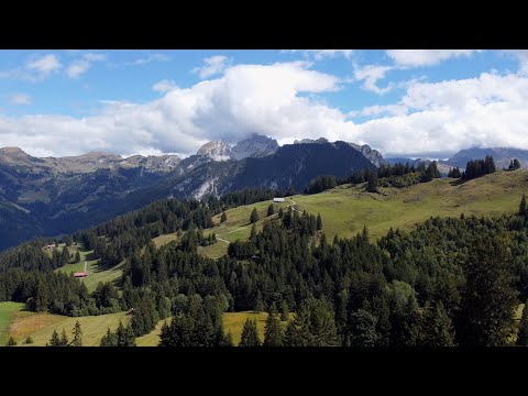 SWITZERLAND Dron Shot @ Zweisimmen, part of the holiday region of Gstaad _ Beautiful Summer Day