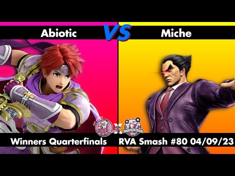 RVA Smash #80: Abiotic (Roy) vs Miche (Kazuya) | Winners Quarterfinals | 25 Entrants | SSBU