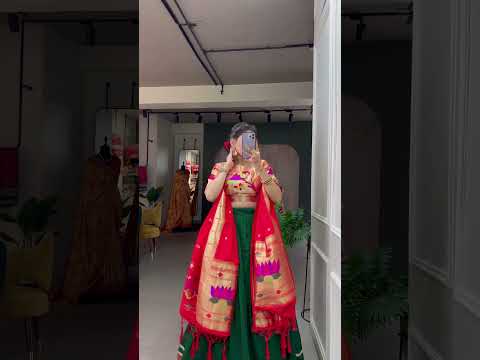 Green Color Plain With Paithani Lace Border Vichitra Silk Lehenga  Choli
