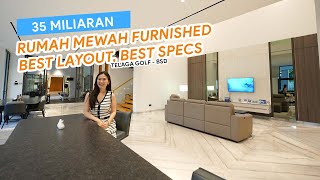 Telaga GOLF BSD rumah High Spec and Full Furnished. Posisi hook seberang golf langsung. Eps 582