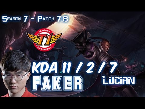 SKT T1 Faker LUCIAN vs DRAVEN ADC - Patch 7.8 KR Ranked