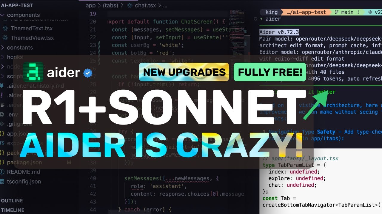 Aider (New Upgrades) + R1 / Sonnet Mode + Free APIs: This is THE SOTA FREE AI Coder Right Now!