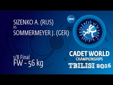 1/8 FW - 56 kg: A. SIZENKO (RUS) df. J. SOMMERMEYER (GER) by TF, 10-0