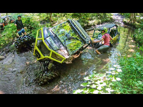 Deeper then it looked... RZR 900S doesn't like the water + Maverick Sport XMR gets stuck!