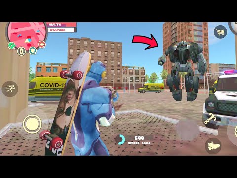 Rope Hero: Vice Town (Rope Hero with M249) Machine Gun Destorey Robot Car - Android Gameplay HD