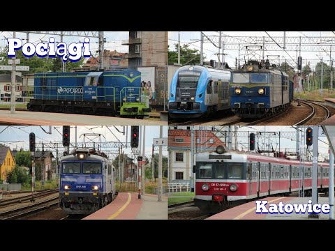 Stacja Katowice - 7 osobowych, 2 towary, 1 luzak i drezyna.