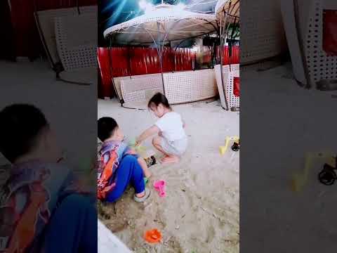 Arden and Keisha playing sand at the beach. #TitoArden #NieceKeisha #BFF #bestfriends #family