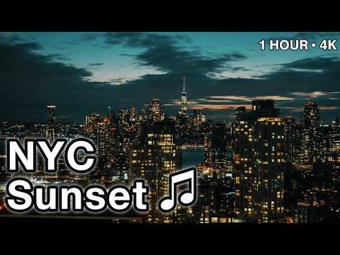 [4K] NYC Blue & Silver Sunset 🌃 • Music for Relaxing & Studying • Cinematic Ambient
