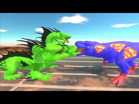 ALIEN HYDRA VS SUPERMAN T-REX DEATH RUN - Animal Revolt Battle Simulator