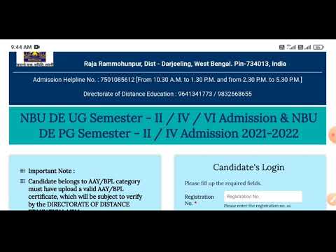 NBU- Distance Education UG, PG admission 2021-22 || Semester Fee Payment ,Northern bengal university