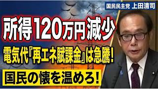 「30年で所得120万減」の衝撃…上田清司が暴く日本の貧困化と再エネ賦課金の闇！国民の懐を温める具体策とは？