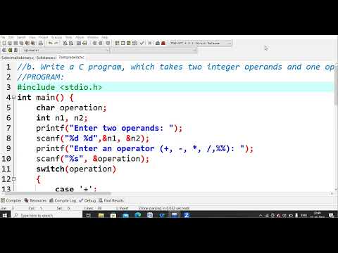 7 C Program To Implement Basic Arithmetic Operators Using Switch%c2%a0case C Program Lab