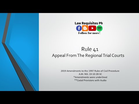Rule 41 of the 2019 Revised Civil Procedure, Rules of Court, (A.M. NO. 19-10-20-SC) |Codal and Audio