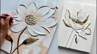 Creating Elegant 3D Flowers with Texture Paste & Gold Leaf | Luxury Wall Decor Ideas