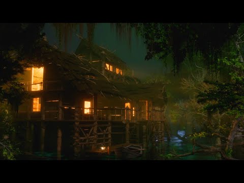 Night Swamp Ambience | Frogs, Crickets, Owls, Nature Sounds | Relaxing Swamp Sleep Ambience