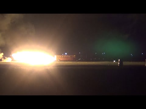 Paul Stender Jet Powered School Bus Night Time Run at 2014 Battle Creek Field of Flight