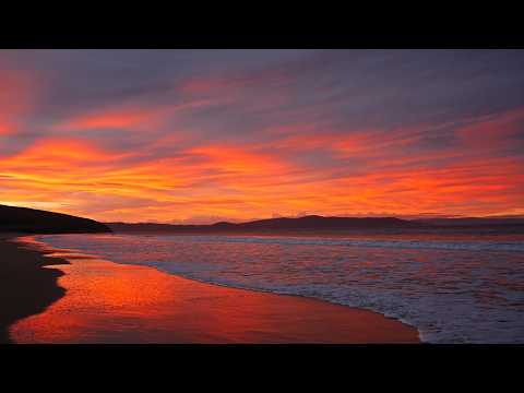 Rosy Sunset Afterglow on the Beach with Calming Ocean Waves | Relaxing ASMR for Deep Sleep | 3H 4K