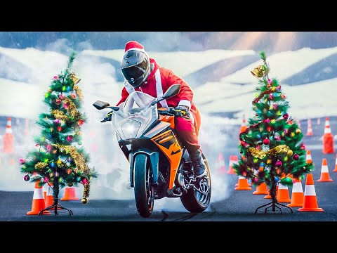 SANTA GOES MOTORCYCLE DRIFT