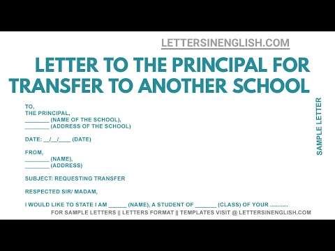 Requesting Letter To Principal for TC - Sample Letter for Transfer to Another School