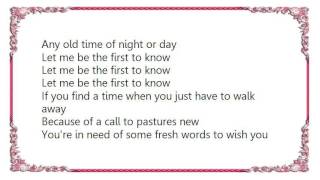 Howard Jones - Let Me Be the First to Know Lyrics