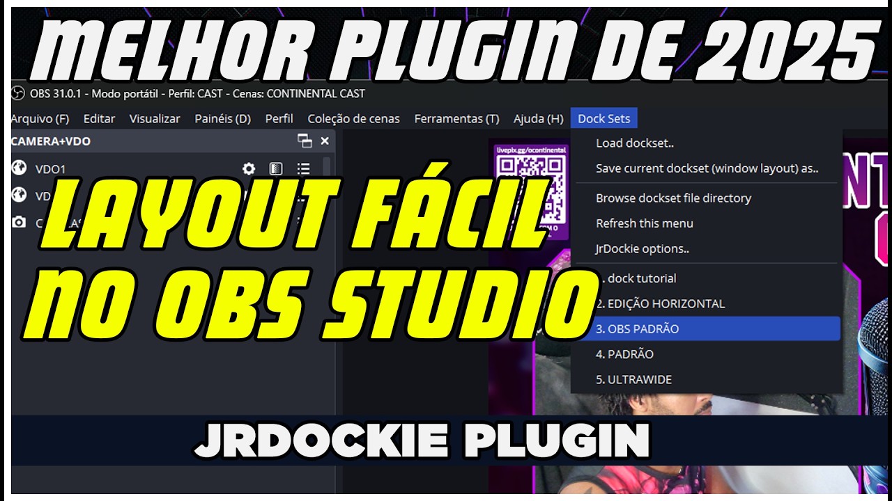 jrDockie no OBS: salve e troque layouts com 1 clique