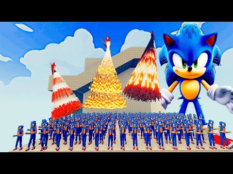 100x SONIC + 1x GIANT vs 4x EVERY GOD   Totally Accurate Battle Simulator TABS