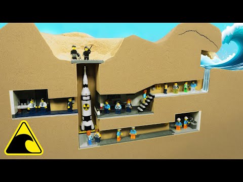 Top Secret Missile Silo Hit by Tsunami - Lego Dam Breach Experiment