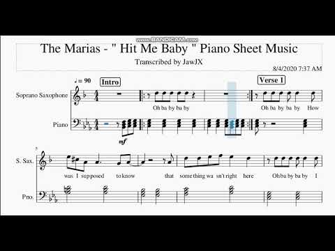 The Marias - " Hit Me Baby " Saxophone Sheet Music
