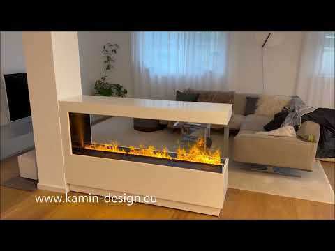 Elektrokamine mit Opti-myst Elektrofeuer - Raumteilerkamin ASPECT - weiss