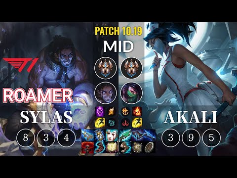 T1 Roamer Sylas vs Akali Mid - KR Patch 10.19