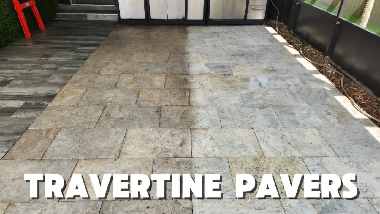 TRAVERTINE PAVER RESTORATION #travertinepavers #travertine #magicbrush