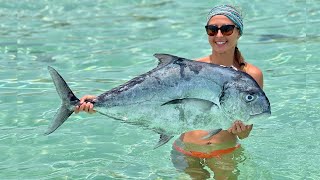 Primitive Spearfishing, Ship Wrecks and How to Make Coconut Milk FISH Ceviche! (African Pompano)