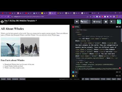 Whale to Octopi Content Change Using JS Only | Day 381 of Web Dev & Day 7 of JS