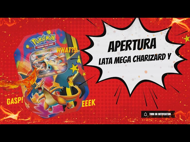 Vídeo relacionado con Pokémon: Lata Mega-Charizard de JCC Pokémon: Mega-Charizard Y ex de JCC Pokémon (4 Sobres de Mejora y 1 Carta holográfica de promoción)