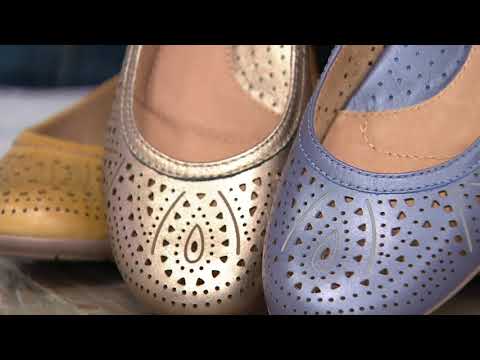 Earth Perforated Leather Slip-on Flats - Royale on QVC