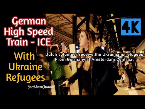 Ukraine refugees arrive in Amsterdam Centraal with ICE High-Speed train from Germany