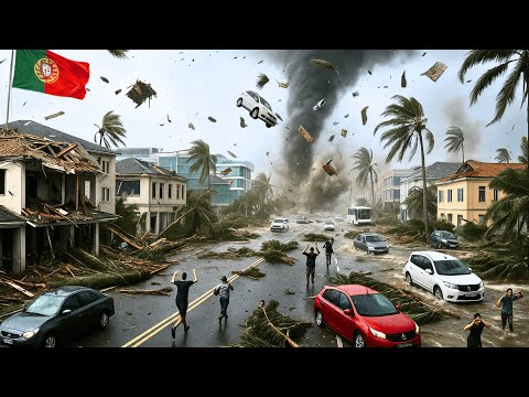 CHAOS in Portugal! Massive Tornado Rips Through Albufeira — Buildings Collapse, Cars Flipped