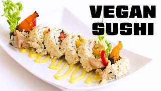 Vegan Sushi: Kabocha Squash Rolls with Brown Rice and Wasabi Corn Sauce