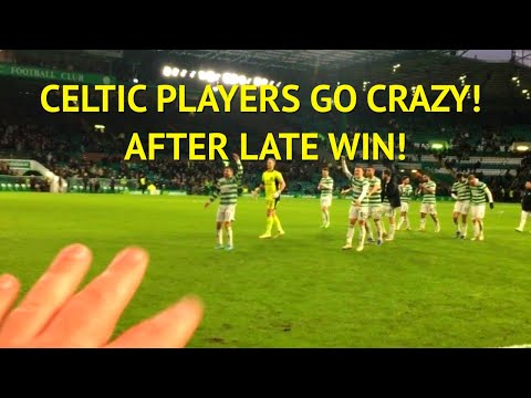 celtic players GO CRAZY! CELEBRATING LATE WIN! | Celtic 1-0 Dundee United