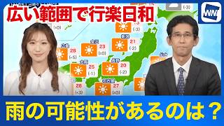 【天気予報】広い範囲で行楽日和 雨の可能性があるのは？