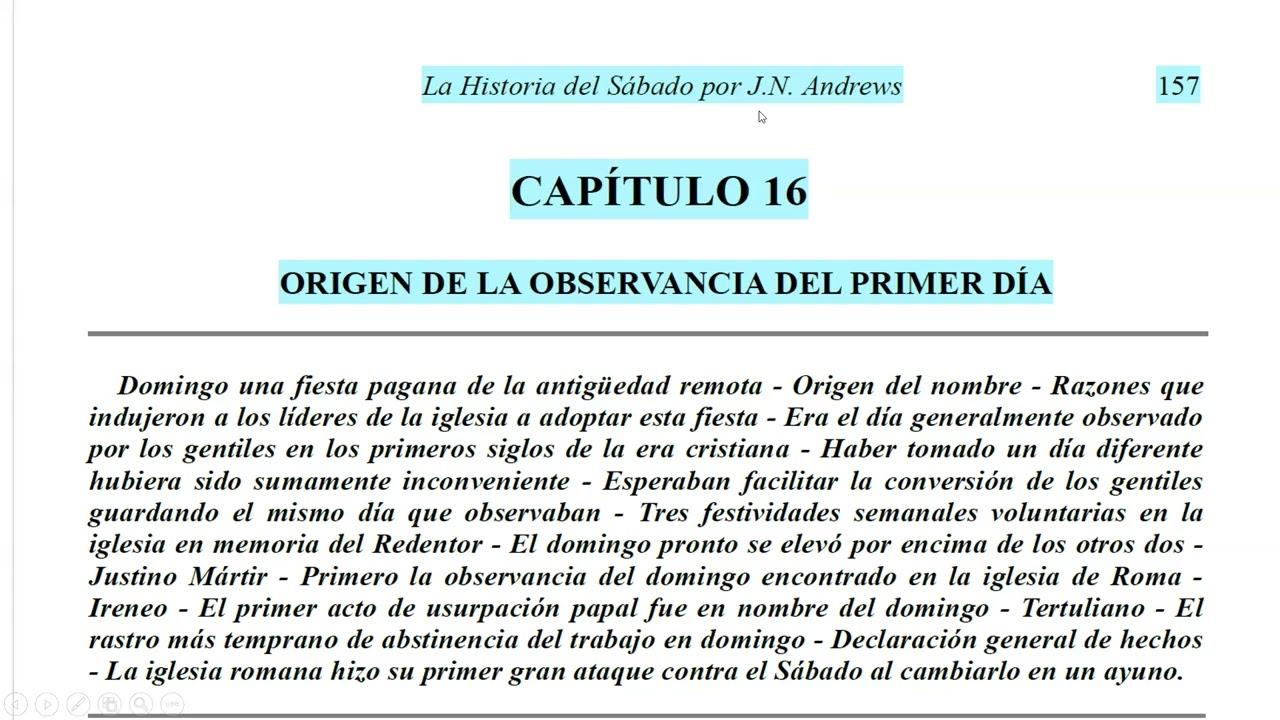 "ORIGEN DE LA OBSERVANCIA DEL PRIMER DIA". Parte 1. Carlos Gómez.