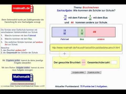 Sachaufgaben zur Bruchrechnung anschaulich lösen mit realmath.de