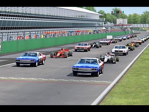 All F1 2018 Cars vs All 1971 Nascar Cars - Monza