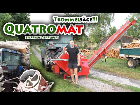 Trommelsäge Quatromat (Vogesenblitz) Brennholz sägen mit Förderband!