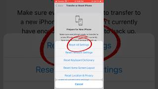 iPhone Reset All Settings