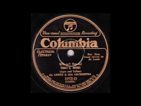 Who-oo? You-oo? That's Who! - Al Lentz and His Orchestra - 1927 - HQ Sound